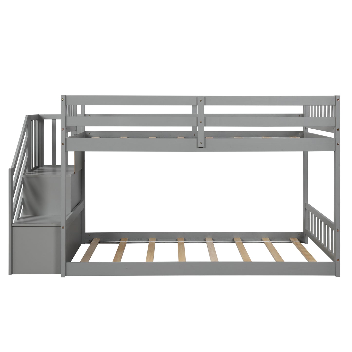 【Pottery Barn】Twin over Twin Floor Bunk Bed Gray