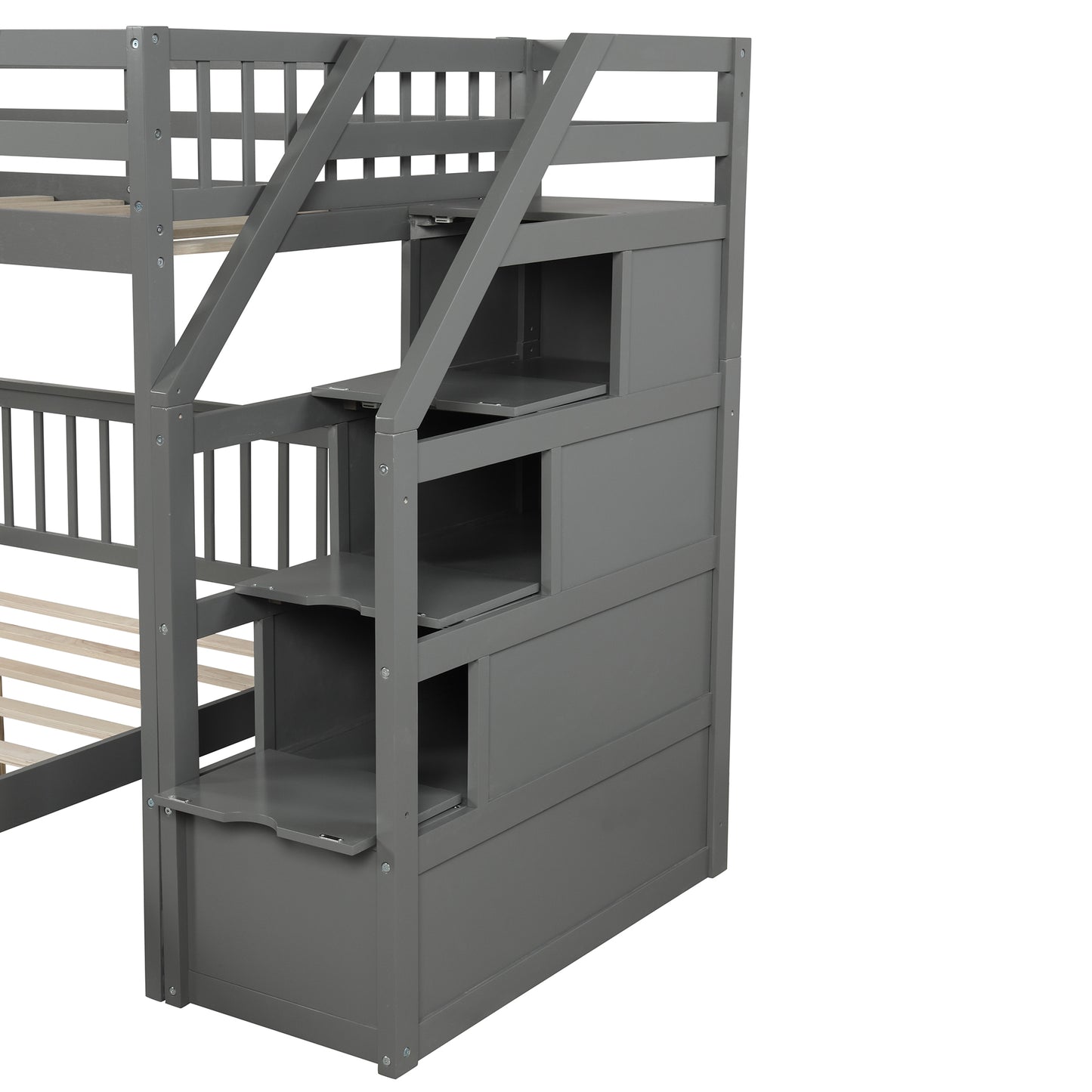 【Pottery Barn】Twin over Full Loft Bed with Storage Gray